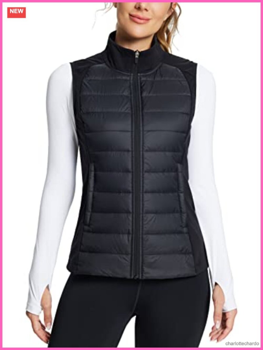 Lightweight Warm Puffer Vest Winter Running Sleeveless Quilted Zip Pockets